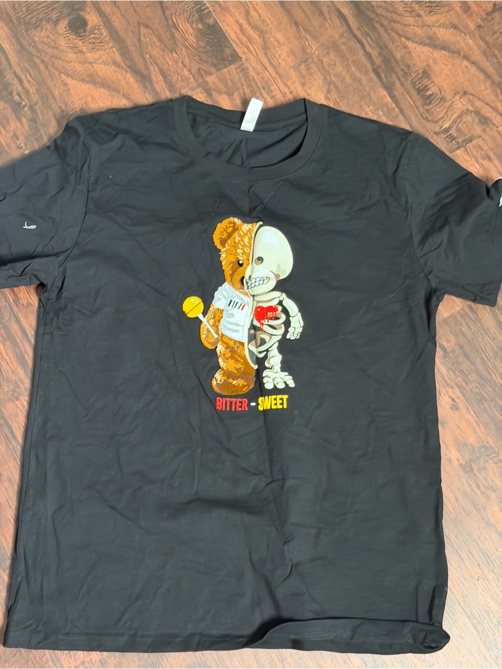 Hanes Black 'Bitter - Sweet' Bear & Skeleton Graphic Tee